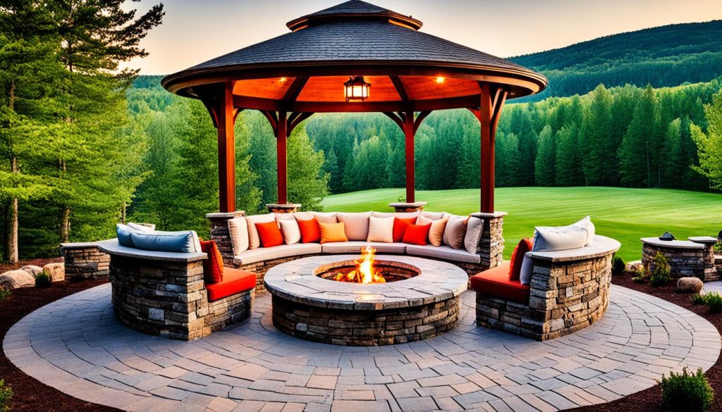 outdoor gazebo with fire pit