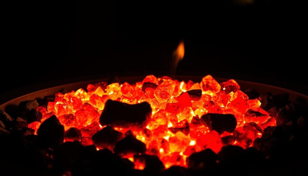 fire pit glass and lava rocks